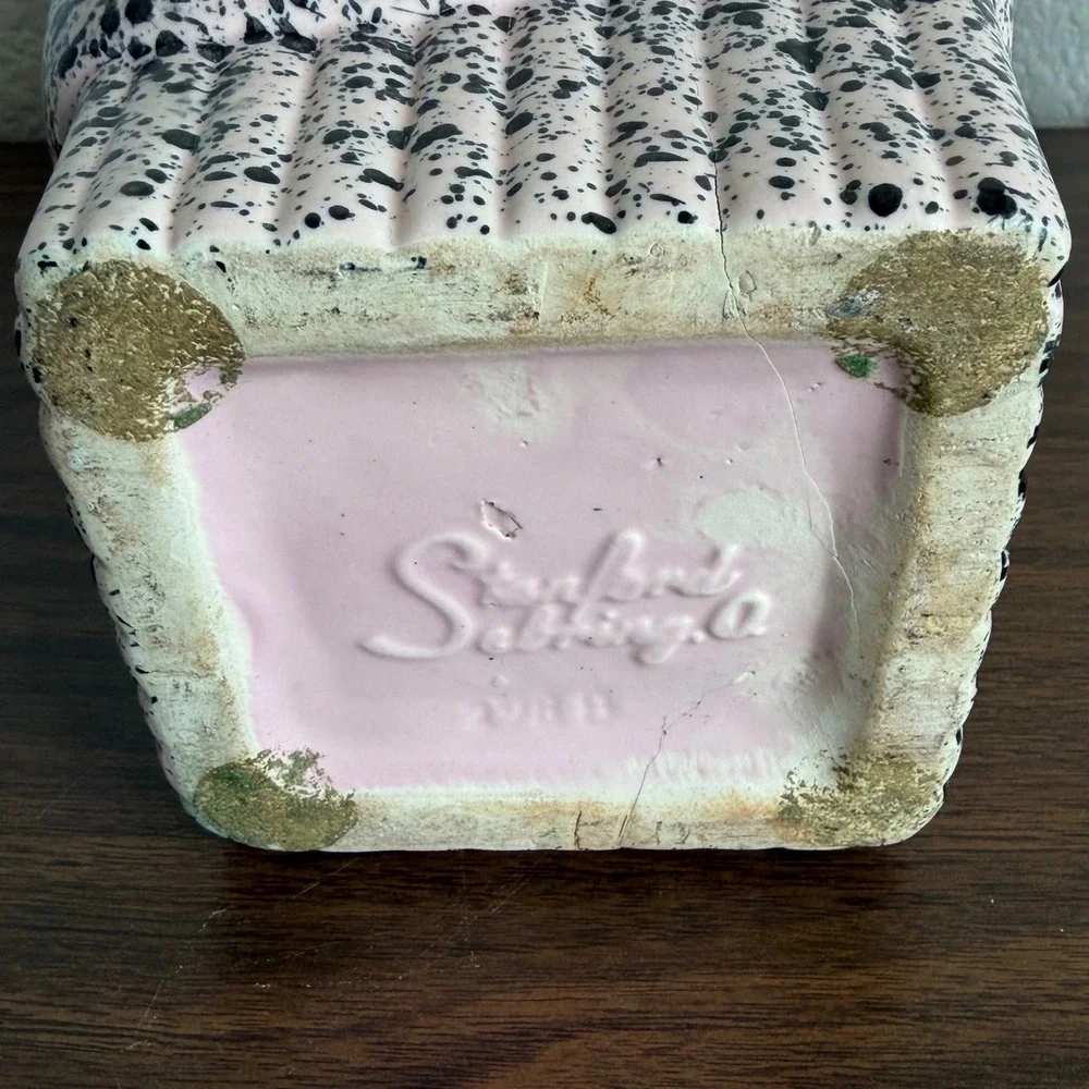 Vintage Stanfordware MCM Speckled Confetti Pink USA Pottery Vase 9.5